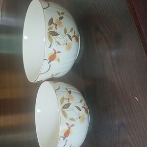 Set of 2 Hall Jewell Tea Autumn Leaf mixing bowls
